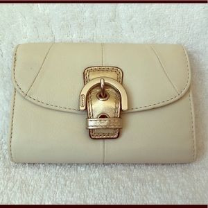 Coach white leather wallet clutch F45641 new w/imp